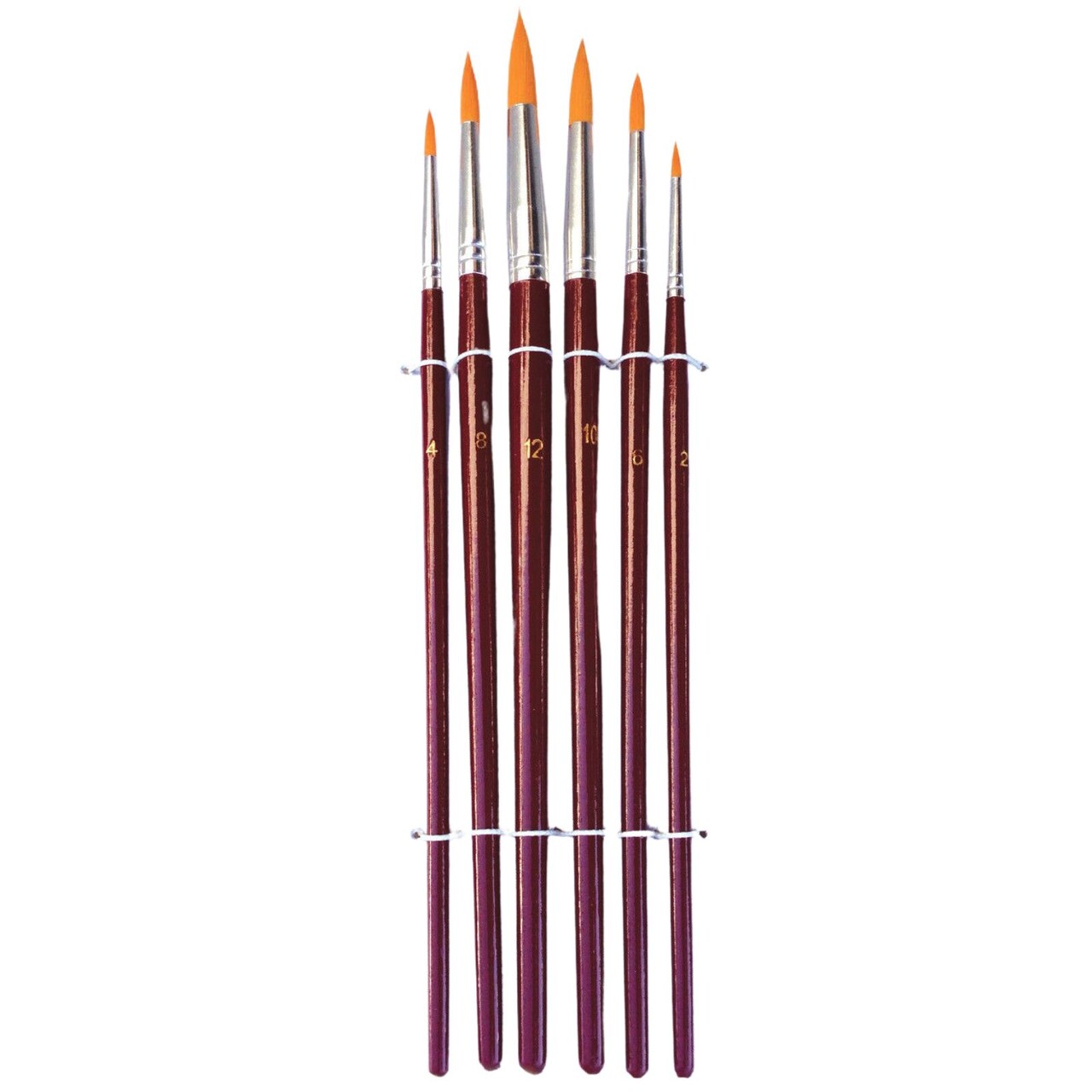 6-Piece Round Brush Set - Fine Point Detail for Oil, Watercolor, Acrylic Painting